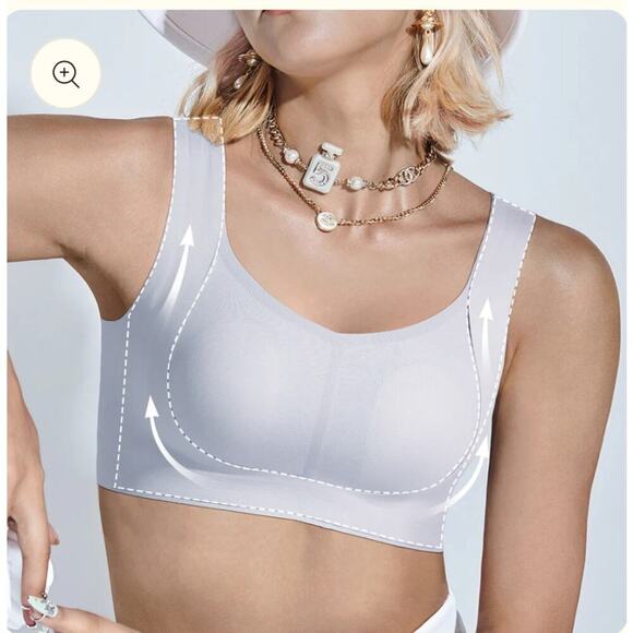 NWT REAL WILL Sculpt Minimizer push up wireless bra wide straps black Large - Picture 3 of 8